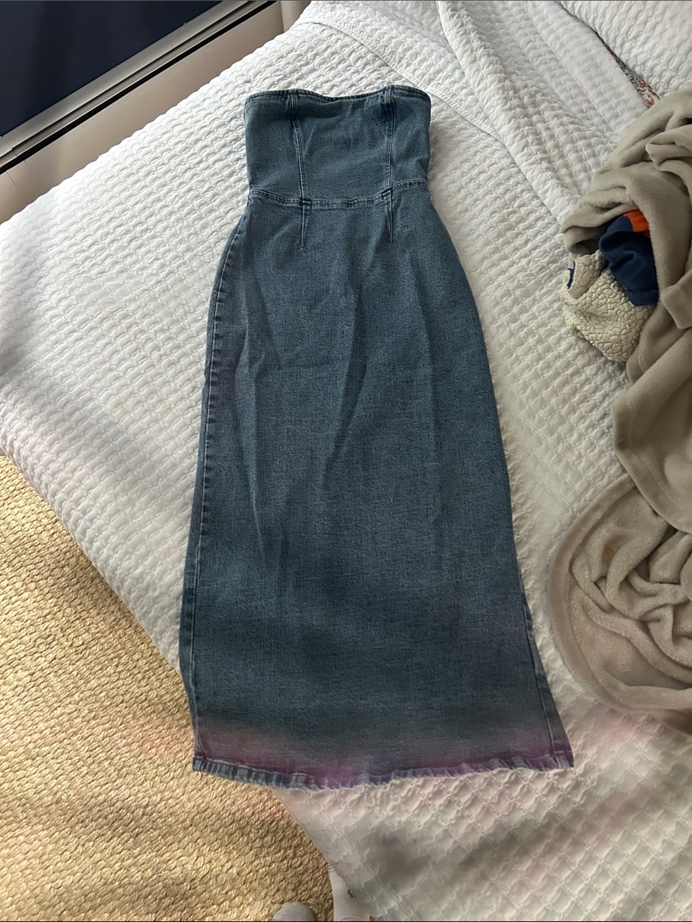 Abercrombie Petite Women Strapless Dark Denim Maxi Dress